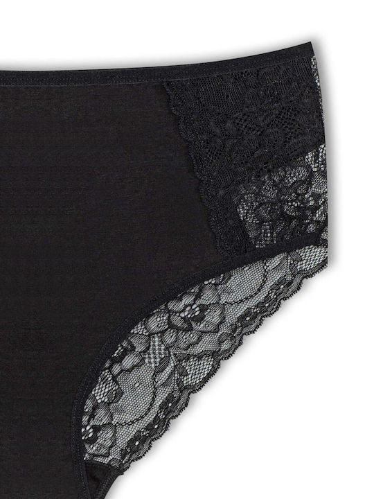 Baumwolle Hohe Taille Damen-Slips 3-Pack mit Spitze Burgundisch