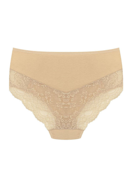 Hohe Taille Damen-Slips 3er Pack mit Spitze Burgundisch