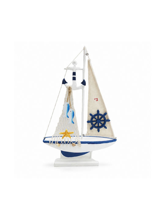 Decorative Wooden Sailboat Nautical Ornament 30x46cm Galifas 88182 Galifas