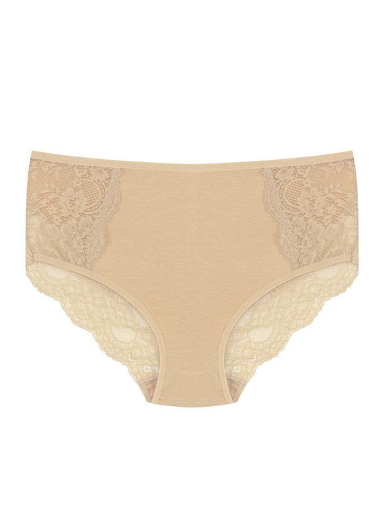 Hohe Taille Damen-Slips 3er Pack mit Spitze Burgundisch