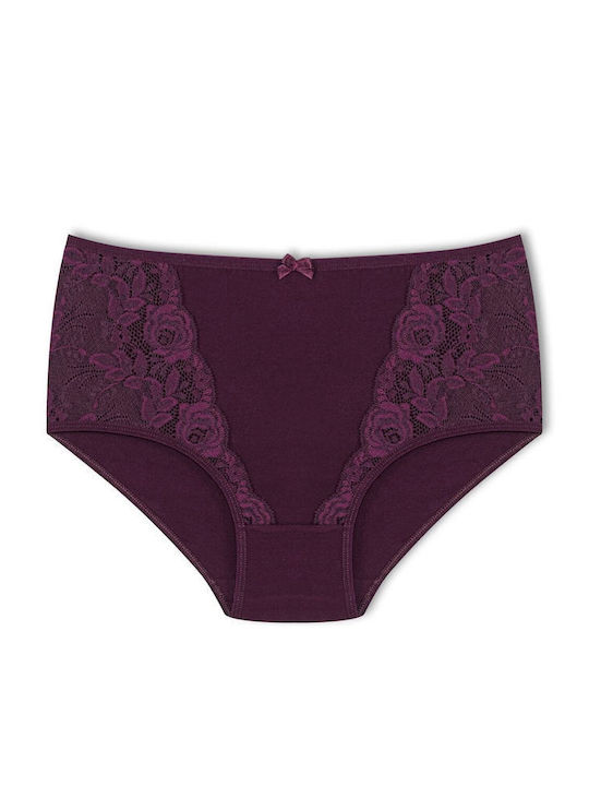 Hohe Taille Damen-Slips MultiPack mit Spitze aus Baumwolle
