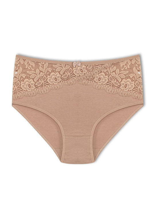 Hochtaillierter Damen-Slip mit Spitze Baumwolle