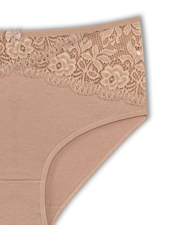 Hochtaillierter Damen-Slip mit Spitze Baumwolle