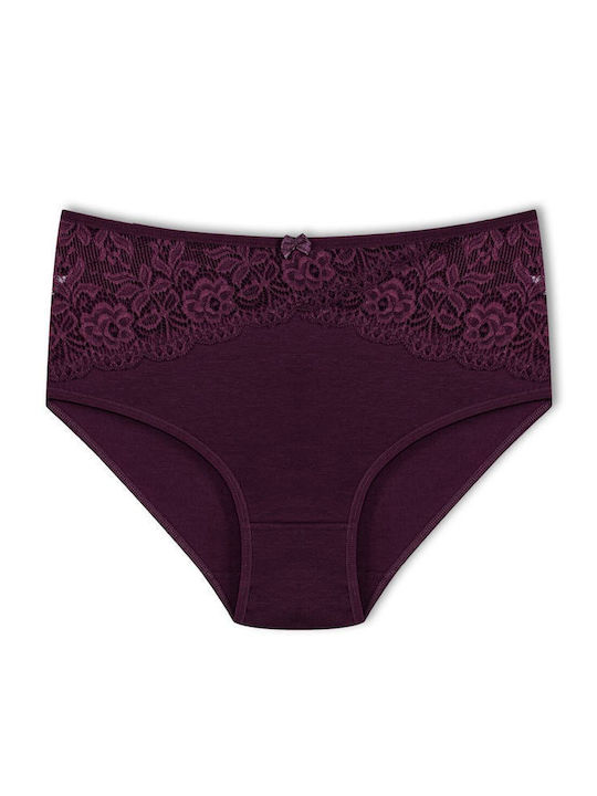 Hochtaillierter Damen-Slip mit Spitze Baumwolle