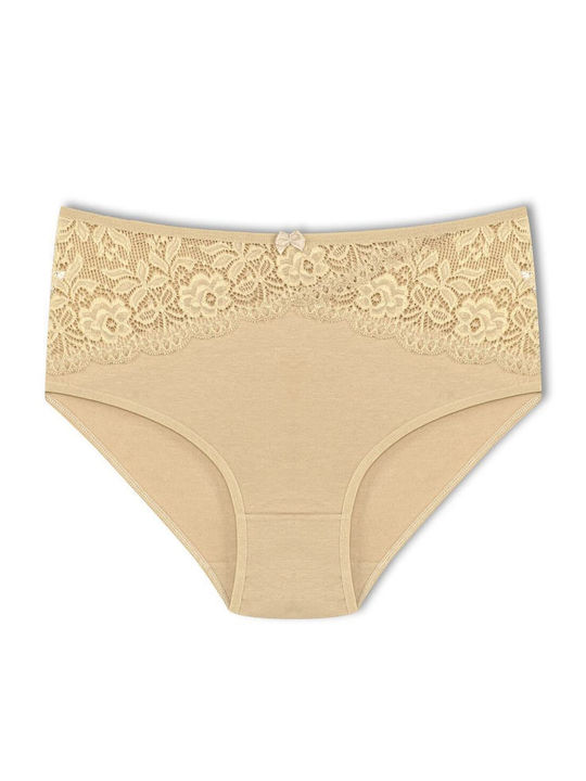 Hochtaillierter Damen-Slip mit Spitze Baumwolle