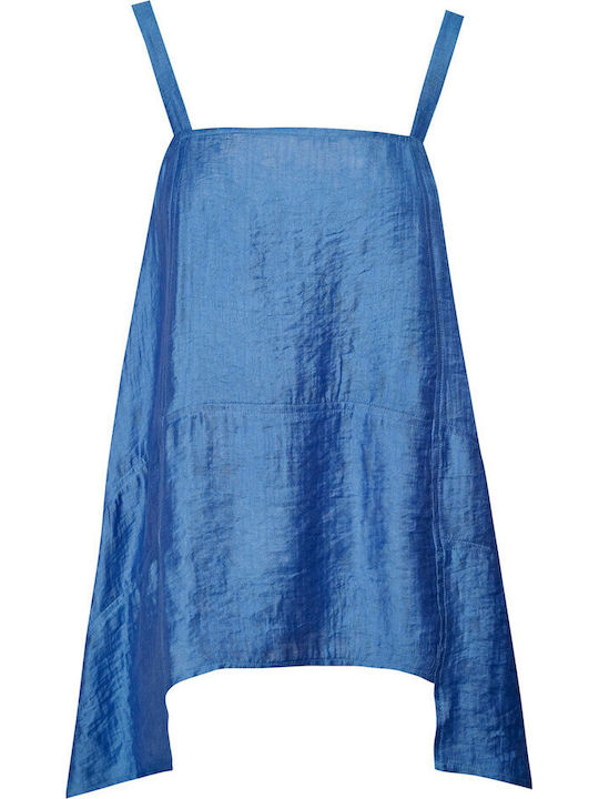 Damen Bluse Satin Blau