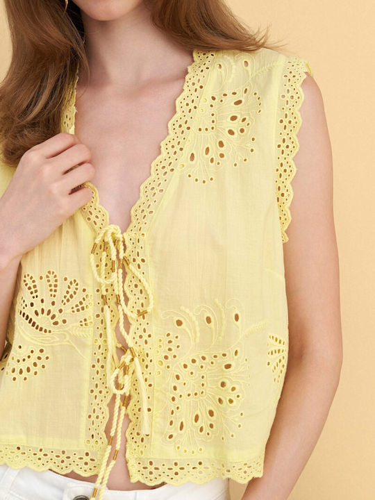 Women's Blouse with Lace Yellow