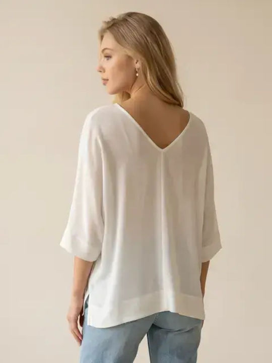 Damen Bluse Kurzärmelig Weiß