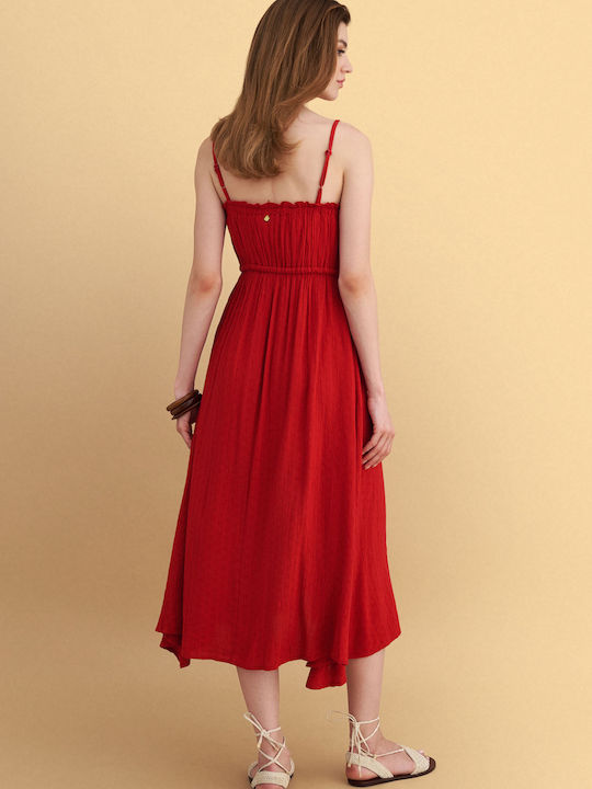 Καλοκαιρινό Maxi Βραδινό Φόρεμα Σεμιζιέ Κόκκινο