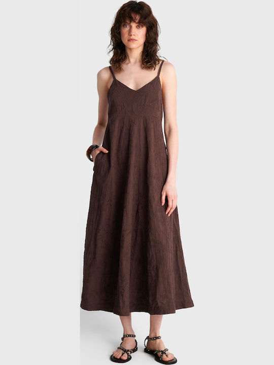 Sommer Maxi Damenkleid Braun