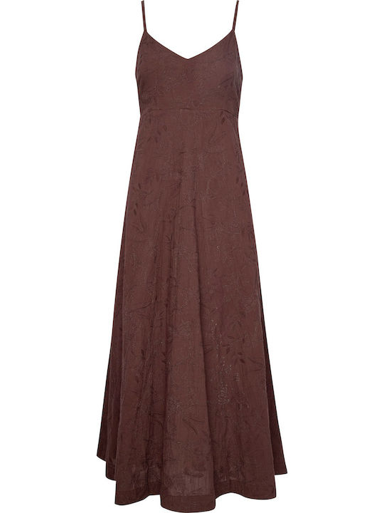 Sommer Maxi Damenkleid Braun
