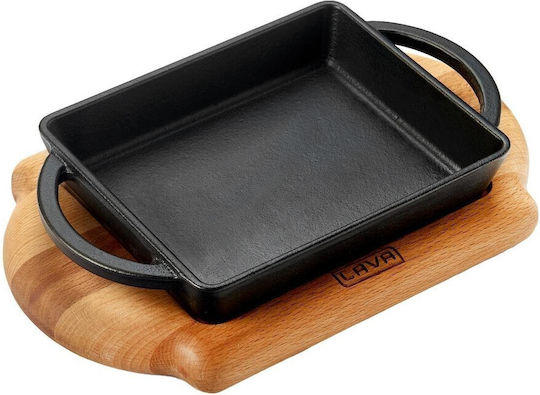 Tavă Fontă 15 X 12 Cm Cu Bază Din Lemn Lava