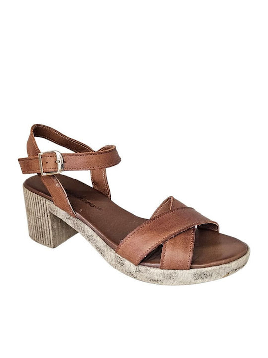 Leather Sandals Tabac Brown