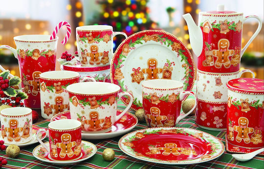 Easylife Fancy Gingerbread Χριστουγεννιάτικη Πιατέλα Πορσελάνινη Δεντράκια 25.5x20.5εκ.