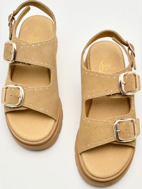 Women's Flat Sandals Flatforms Beige