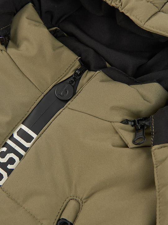 Kids Casual Short Coat with Hood Khaki