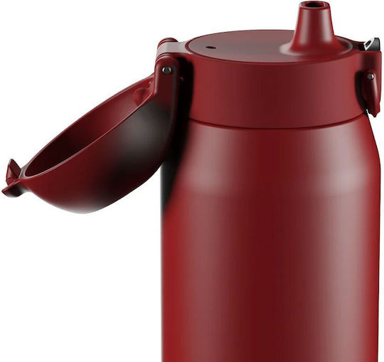 Ion8 Recycelbares Thermosflasche Rostfreier Stahl 540ml Rot Feuer mit Handgriff