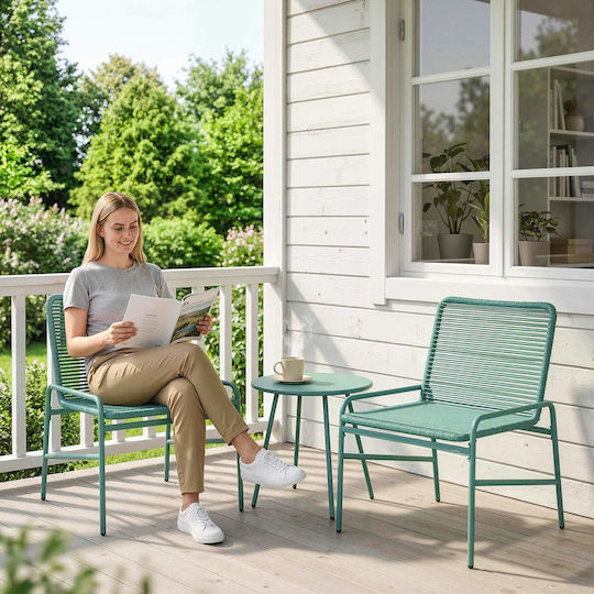 Outsunny Garten- und Outdoor-Möbelsets Wohnzimmer Typsatz 3 Stück Grün mit Kissen