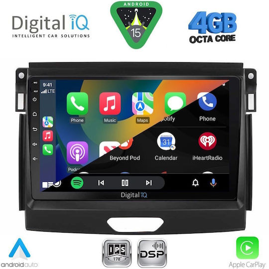 Digital IQ Car Audio System for Ford Ranger 2015-2018 (Bluetooth/USB/WiFi/GPS/Apple CarPlay/Android Auto) with 9" Touch Screen