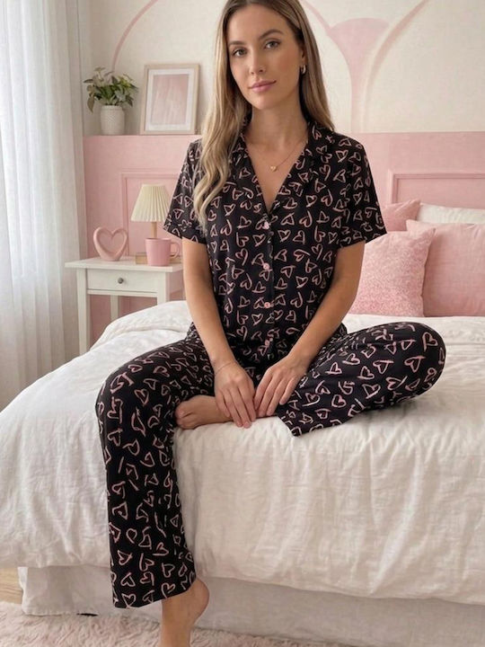 Set Pijamale Dama De Vară Negru