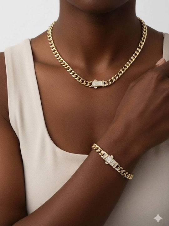Necklace From Gold Plated Steel