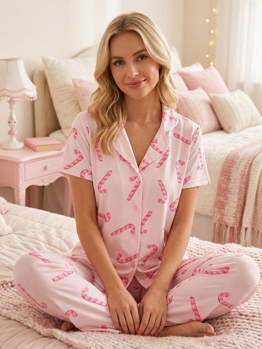 Set De Pijamale Dama Roz Pentru Vară
