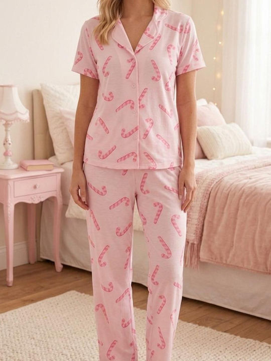 Set De Pijamale Dama Roz Pentru Vară