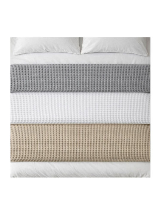 Adam Home Waffle Κουβέρτα Πικέ Υπέρδιπλη 225x240εκ. Λευκή