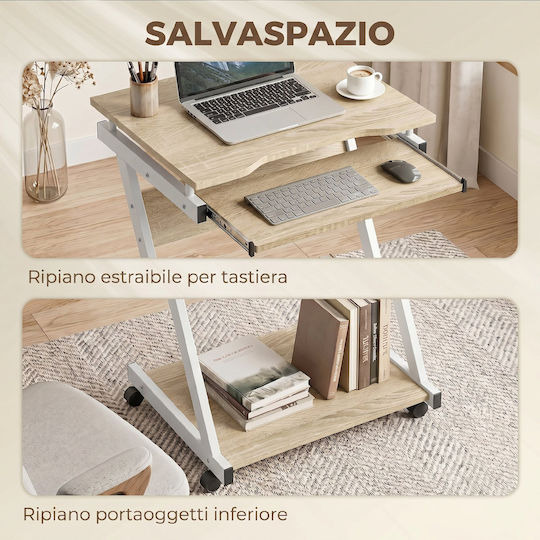 Wooden Oak Desk with Metal Legs 60x48x73cm