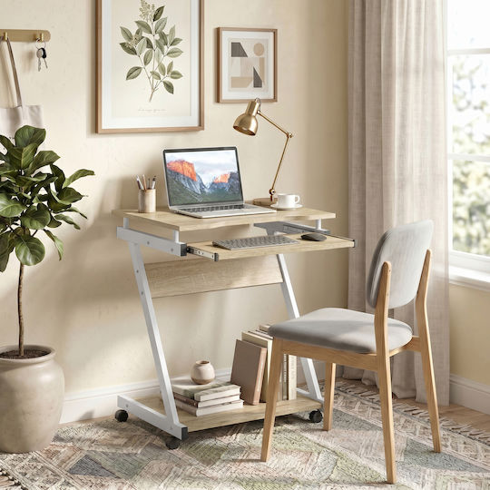 Wooden Oak Desk with Metal Legs 60x48x73cm