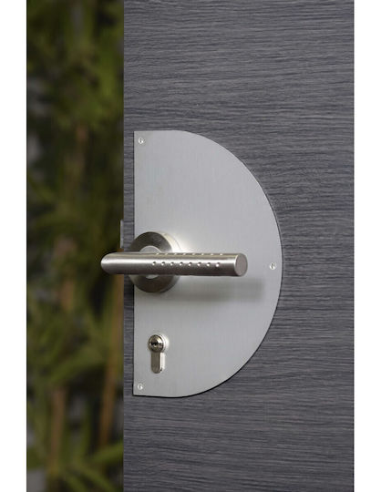 Left Door Push Plate Self-Adhesive Anodized Aluminum Half Circle Cylinder Hole 230x150 Mm Thirard 00922329