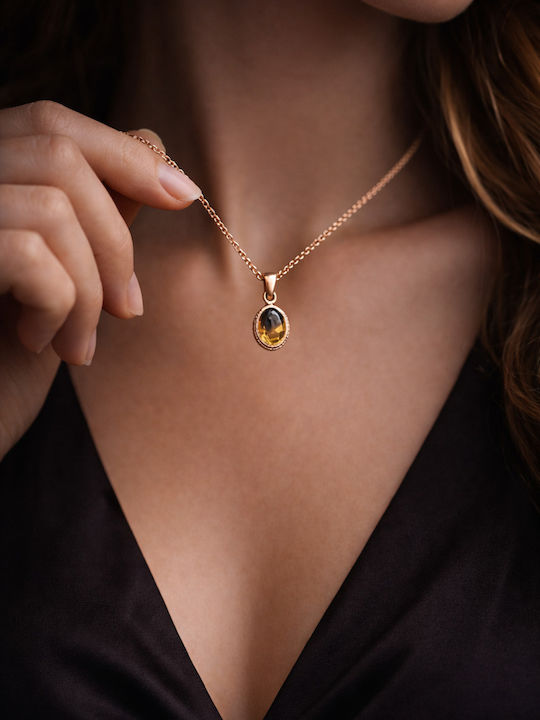Necklace with Diamond & Brown Zircon