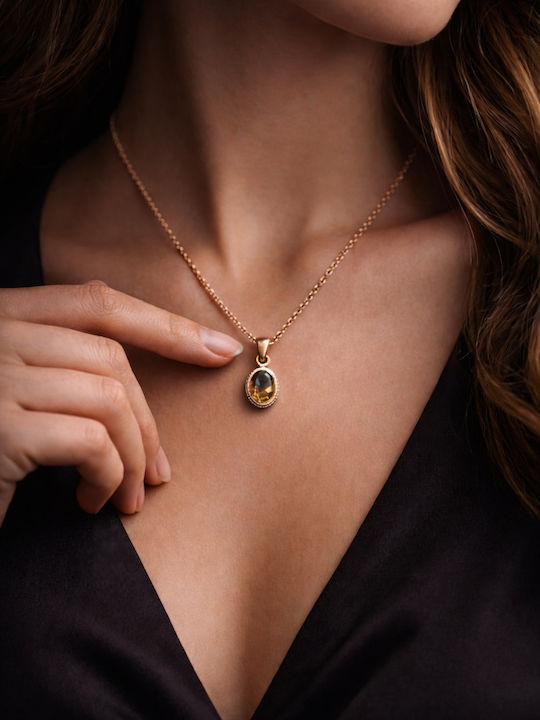 Necklace with Diamond & Brown Zircon