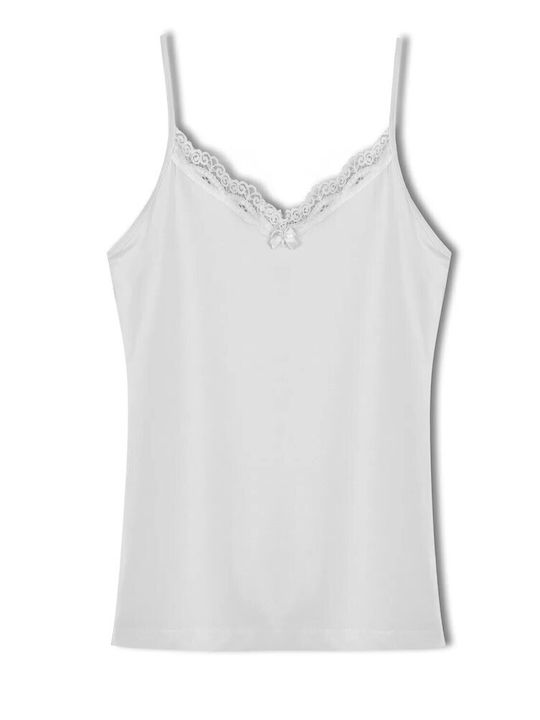 Ärmelloses Baumwoll-T-Shirt mit V-Ausschnitt Damen