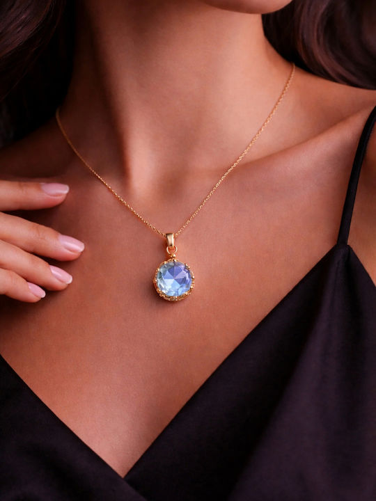 Gold Plated Blue Necklace