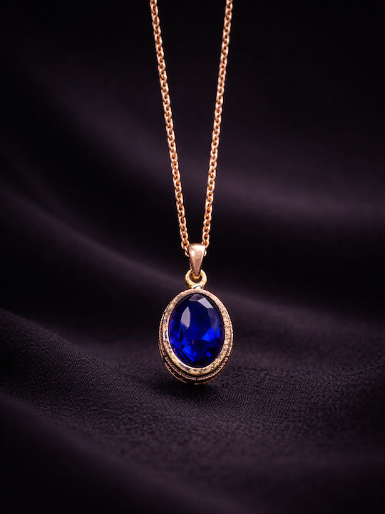 Gold Plated Necklace Navy Blue