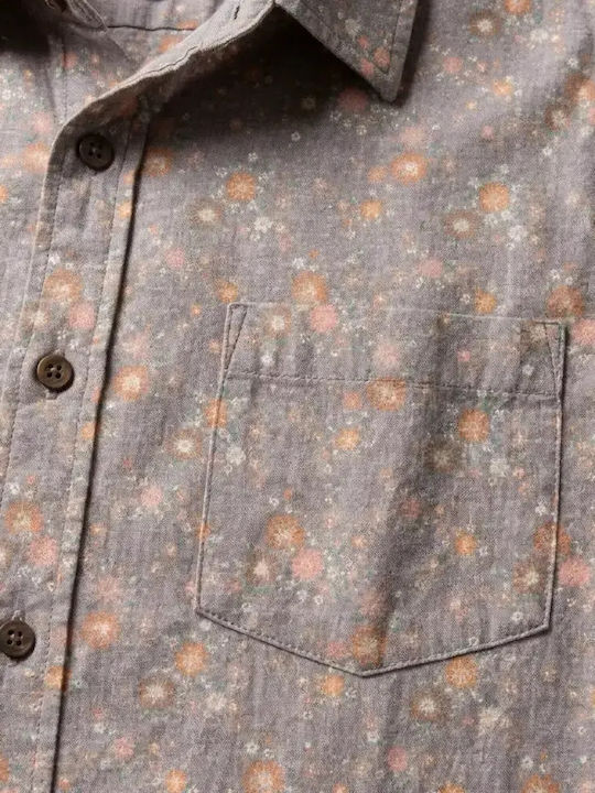 Cămașă cu Mâneci Scurte în Linie Regular Fit Floral Negru
