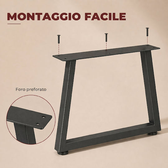 HomCom Metal Furniture Leg 2 Pieces Suitable for Table / Coffee Table Black