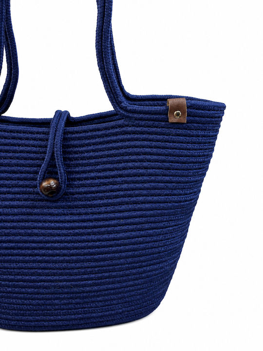 Wicker Blue Beach Bag