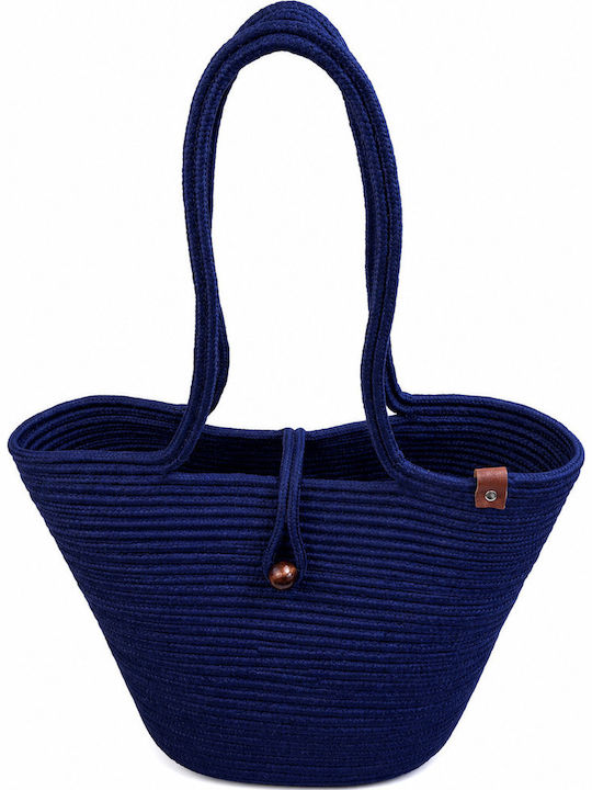 Wicker Blue Beach Bag