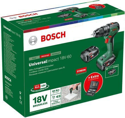 Bosch UniversalImpact Δραπανοκατσάβιδο Μπαταρίας Brushless 18V 2x2Ah