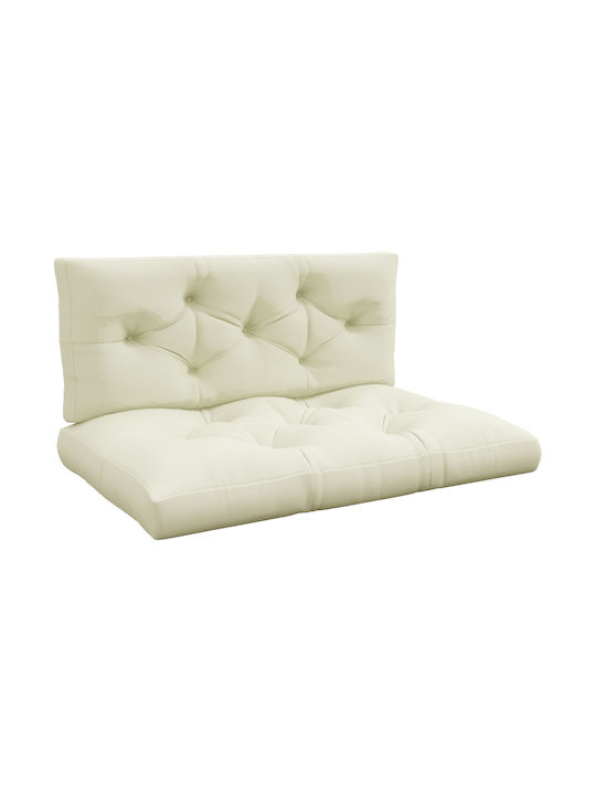 Outsunny Pallet Bench Cushion with Backrest Cream 2 Pieces