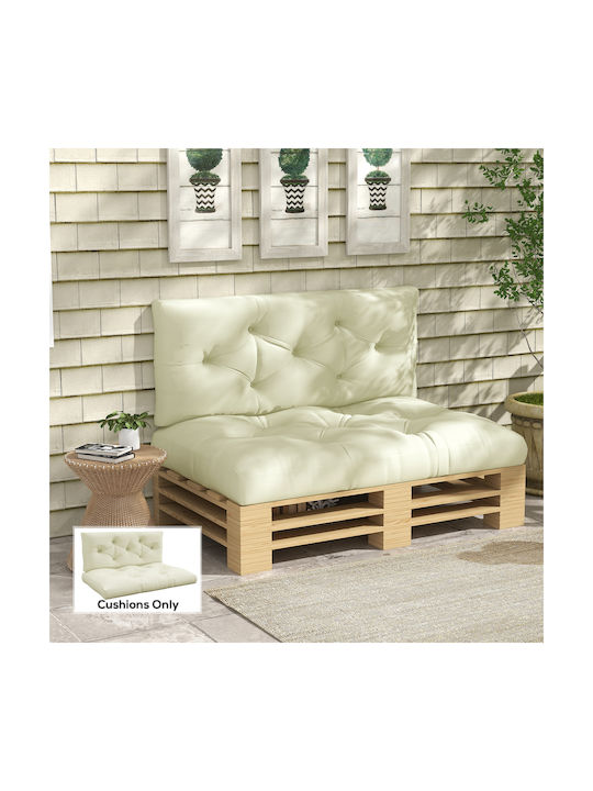 Outsunny Pallet Bench Cushion with Backrest Cream 2 Pieces