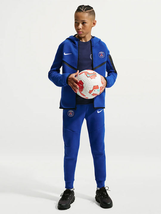 Fleece Kinder-Sweatshirt Strickjacke mit Kapuze und Taschen Blau Paris Saint-germain Tech