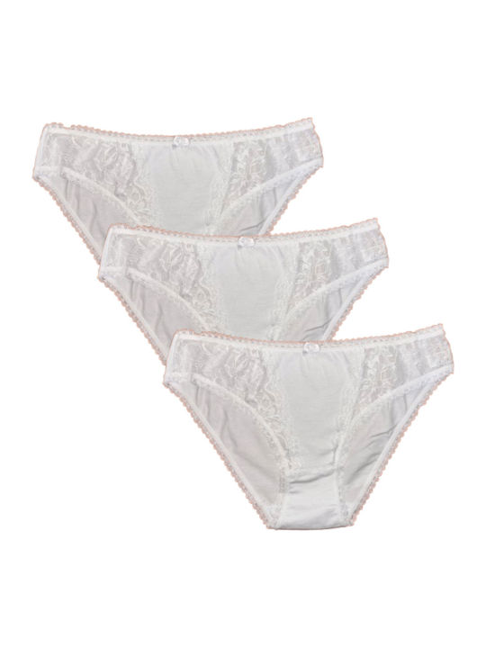 Women's Slip 3Pack with Lace White
