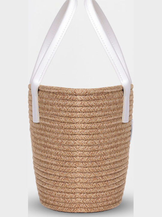Wicker Beach Bag with Wallet Beige