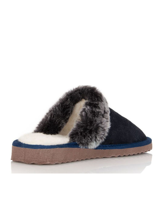 Kastorias Women's Winter Slippers with Blue Fur