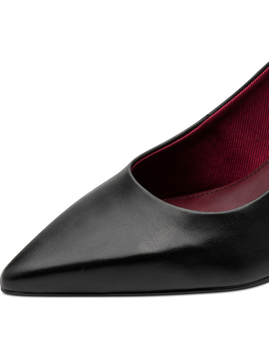 Leder Pumps mit Mittelhohem Absatz Schwarz