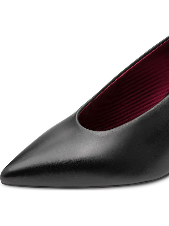 Leather Heels with Strap & Mid Heel Black