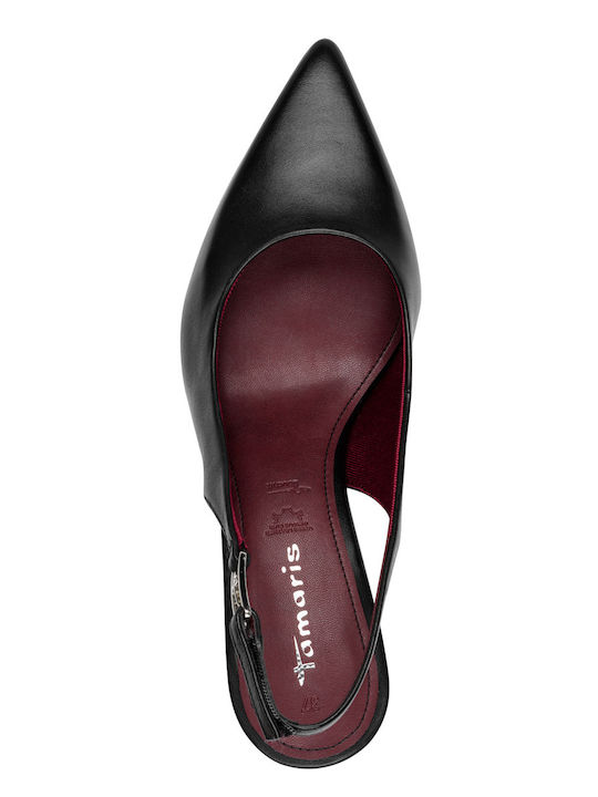 Leder Pumps mit Mittelhohem Absatz Schwarz